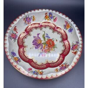 Vintage 1971 England Daher Floral Tin Decorative Bowl
